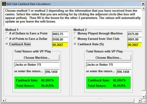 Slot Club Calculations