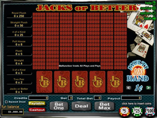 Bovada Casino Jacks or Better Screenshot
