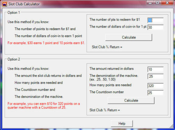 Slot Club Calculator